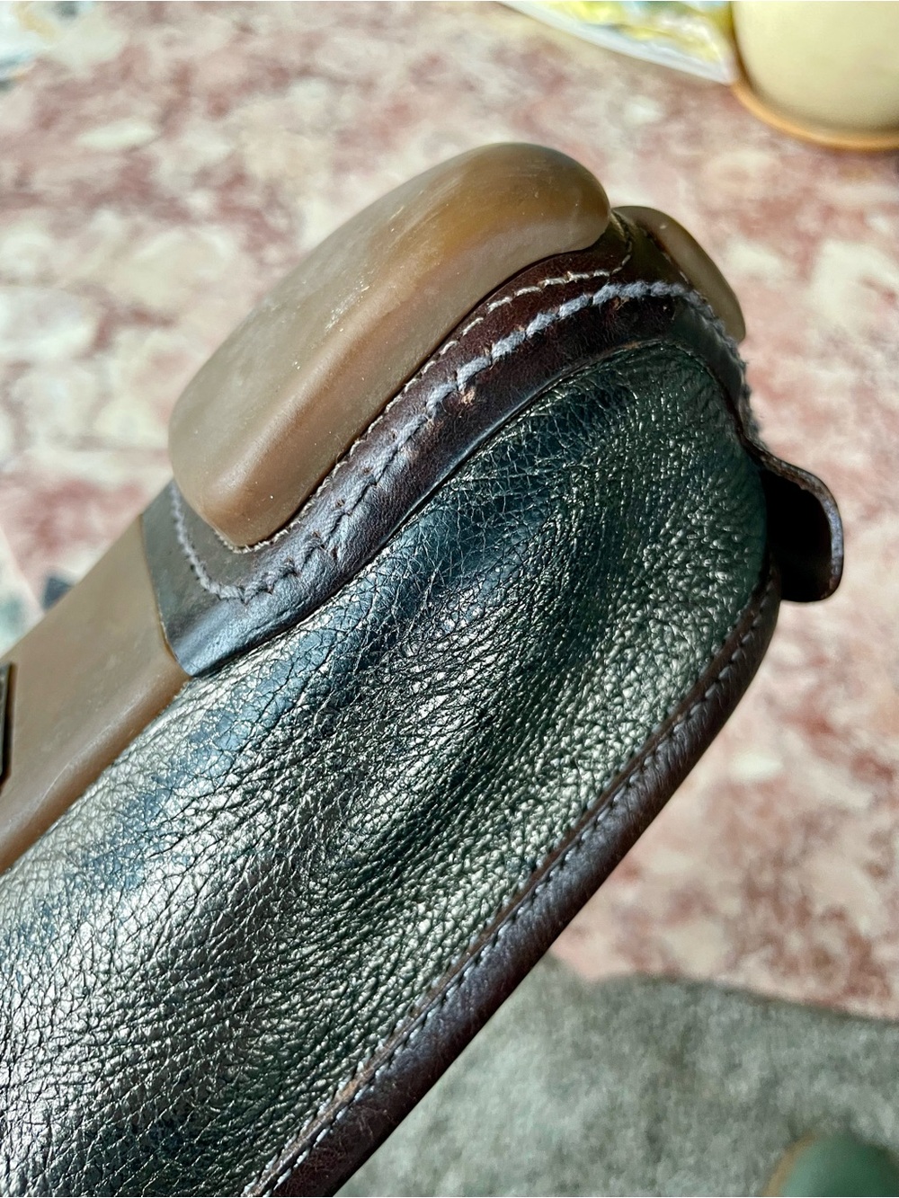 Sz 10 Coach Metallic Greenish Bronze With Brown Trim Leather Women's Loafers - Picture 9 of 12